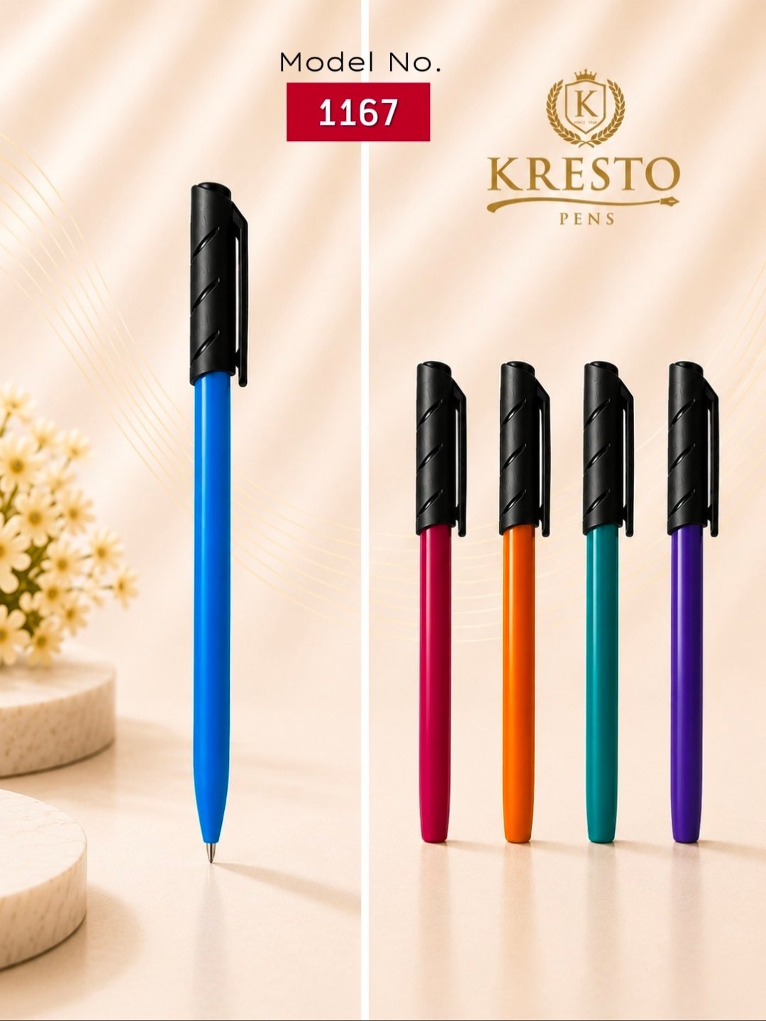 Kresto Plastic Pen — model number printed on the pen